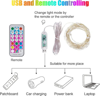 Minetom Fairy Lights Color Changing - 33FT 100 LED String Lights with Remote,11 Modes, USB Fairy Lights Indoor, Twinkle Christmas Fairy Light for Bedroom Indoor Classroom
