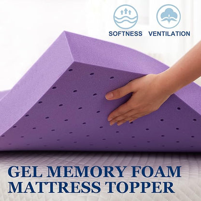 SINWEEK 4 Inch Gel Memory Foam Mattress Topper Ventilated Soft Mattress Pad, Bed Topper, CertiPUR-US Certified, Twin XL Size