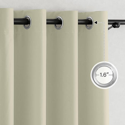 NICETOWN 100% Blackout Curtains 96 inches Long, Grommet Lightweight Easy to Install Portable Blackout Curtains Energy Saving Shades for Living Room/Bedroom, Muted Beige, W52 x L96, 2 Panels