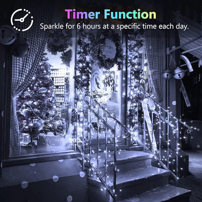 6 Pack Christmas Fairy Twinkle Lights Battery Operated, 3 Pack Cool Whie & 3 Pack Warm White Each 20FT 60 LED Waterproof Outdoor String Light, Fairy Light with Timer for Christmas Decorations