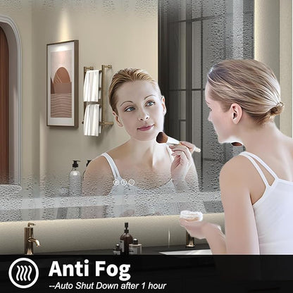 66x40 inch Large LED Mirror for Bathroom, Lighted Vanity Mirror for Wall, Dimmable, Anti-Fog, Shatter-Proof, ETL Listed (Front Lights + Backlit)
