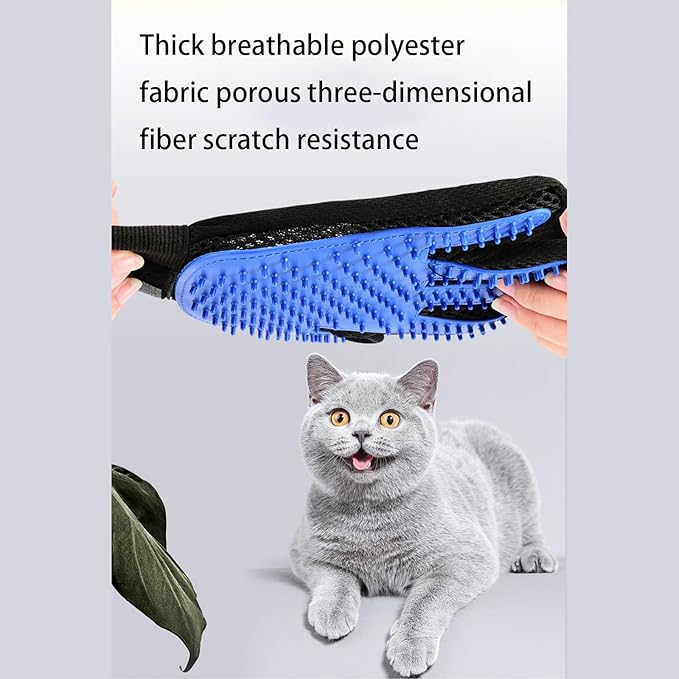 Zoocozy 2 in 1 Pet Hair Removal Glove for Cat Dog, Indoor Cat Grooming Gloves, Pet Washing Brush for Shedding Massage - Double-Sided Available(Dark Blue)-Mewly Pet