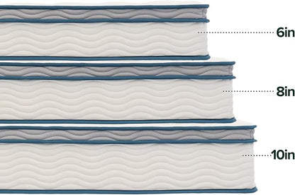 ZINUS 8 Inch Spring Sensation Hybrid Mattress [New Version], Medium Firm Feel, Fiberglass Free, Youth and Guest Bedroom, Mattress in A Box, Twin