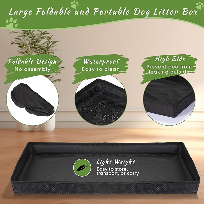 35'' x 22.6'' Dog Grass Pad Large Patch Potty with 2 Artificial Dog Grass Washable Puppy Pee Pad Foldable Dog Litter Box Indoor Outdoor Dog Potty Portable Pet Loo for Travel Balcony-Mewly Pet