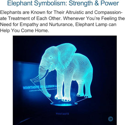 Elephant 3D Decor Lamp with Remote, Toys for Girls Boys Room, 7 Colors Changing Night Light Bedside Gifts for Kids Baby