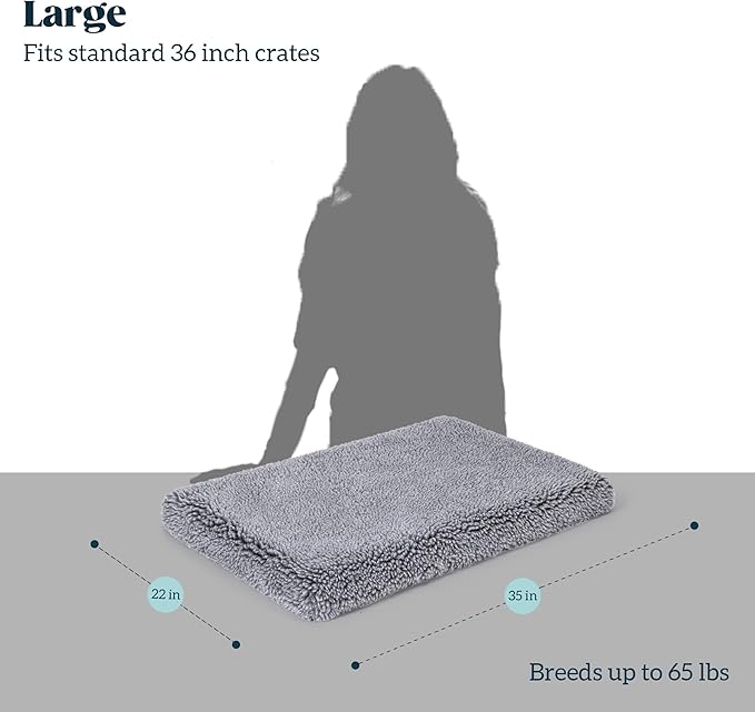 Stoutwool 4" Indestructible Dog Bed - Orthopedic Chew Proof Dog Crate Pad - Fluffy Kennel Mat for Aggressive Chewers - Ideal for Large Breeds & Fits 36-Inch Crate - 35"x22", Charcoal-Mewly Pet