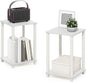 Furinno Turn-N-Tube Side Table Set of 2, 2-Tier Stackable End Table with Open Shelf, Toolless Night Stand, Bedside Table, for Living Room, Bedroom, White