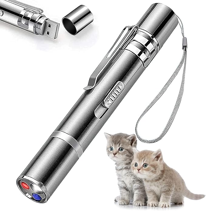 Cat Toys Laser Pointer for Indoor, Rechargeable, 7 Adjustable Wand Red Light Pet Interactive Cat Mouse Toys to Keep Busyfor Kitten Dog Chase Play-Mewly Pet