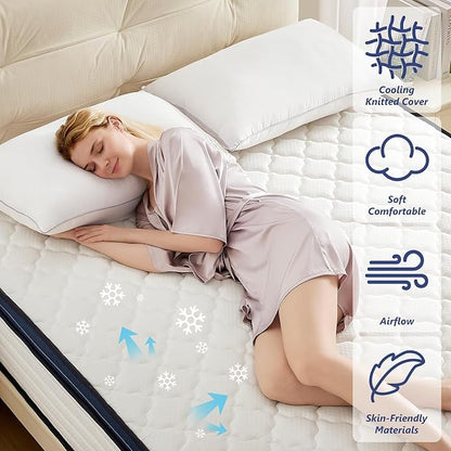 Queen Mattress 12 Inch Mattress Queen Size - Memory Foam & Pocket Coils Springs, Pressure Relief, Medium Firm Comfort, Motion Isolation, Ideal for All Sleep Positions, CertiPUR-US Certified