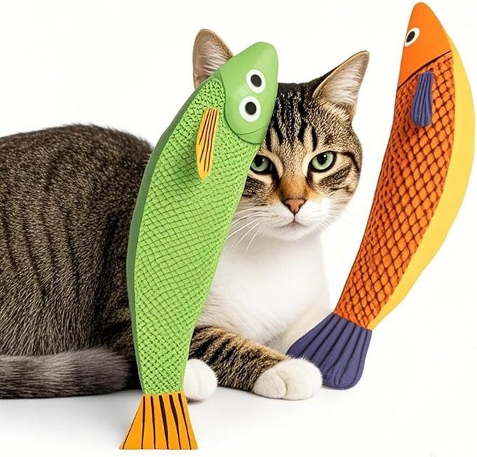 Cat Toys for Bored Indoor Adult Cats - Catnip Toys for Mental Stimulation, Interactive & Durable Kicker Toys for Solo Play, Best for Lazy or Senior Cats (Orange)-Mewly Pet