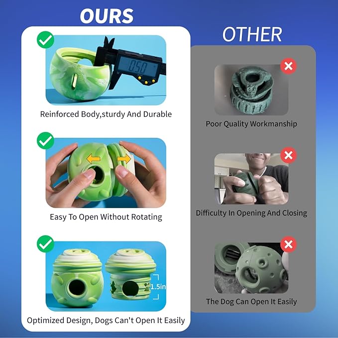 Dog Toy, Frozen Treat Toys, Treat Dispensing Chew Toy for Small Medium Large Dogs, Long-Lasting Interactive to Keep Pup Distracted & Reduces Anxiety, Freezable Fillable Dog Puzzle Toys - Green-Mewly Pet