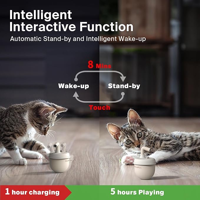 Cat Laser Toys, Automatic Cat Laser Toy Tumbler Design, Rechargeable Cat Laser Pointer 360°Irregular Rotation, 3 Modes Interactive Cat Toy for Indoor Cats of All Ages and Sizes (Beige)-Mewly Pet