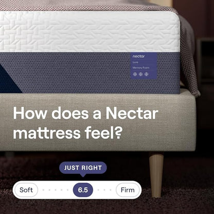 Nectar Luxe King Adjustable Base & 14” Mattress (New Version) - Head & Foot Incline - Medium Firm Memory Foam - Cooling Upgrade - 3 Massage Settings - 365-Night Mattress Trial & Forever Warranty