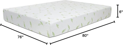 NapQueen King Size, 6 Inch Anula Green Tea Infused Memory Foam Mattress, Bed in a Box, CertiPUR-US Certified Mattress