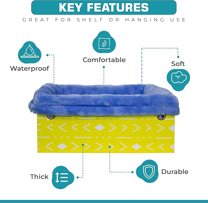 Ferret Hammock For Cage Box, use as Hanging Bed or Secure to Cage. Ferret Cage Accessories w/ Adjustable Straps, Perfect Small Pet Bed, Hanging cat hammock Bed, Guinea Pig Bed or Rabbit Bed.-Mewly Pet