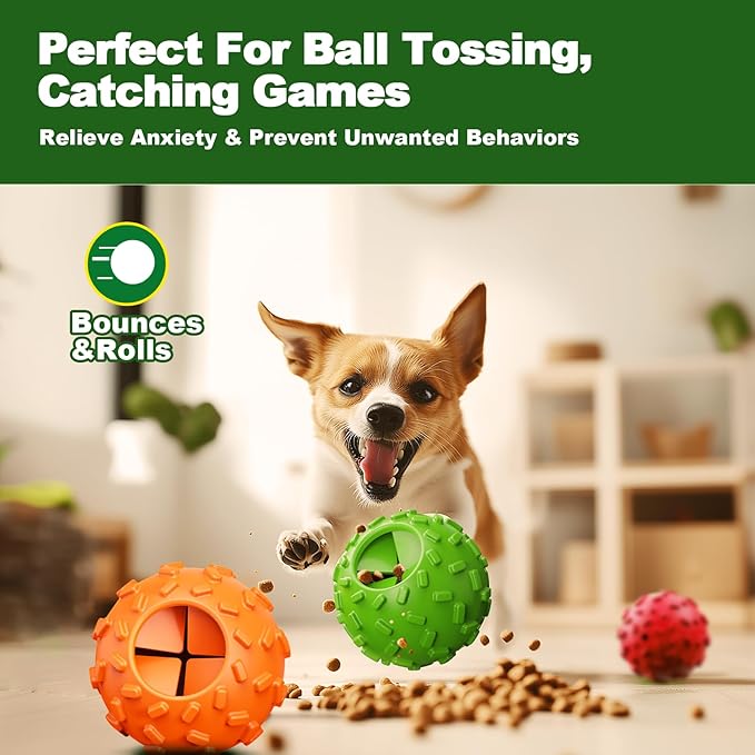 Treat Dispensing Dog Toys - Interactive Cognitive Dog Treat Toy,Puzzle Ball for Puppies & Small Dogs,Promotes Slow Eating, Reduces Stress,Perfect for Fetch,Chewing & Training-Mewly Pet