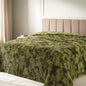 HOZY Queen Size Flannel Fleece Blanket, 90x90 Inches 3D Clouds Stylish Jacquard Velvet Plush Bed Blanket for Queen Full Bed, Tie-dye Olive Green