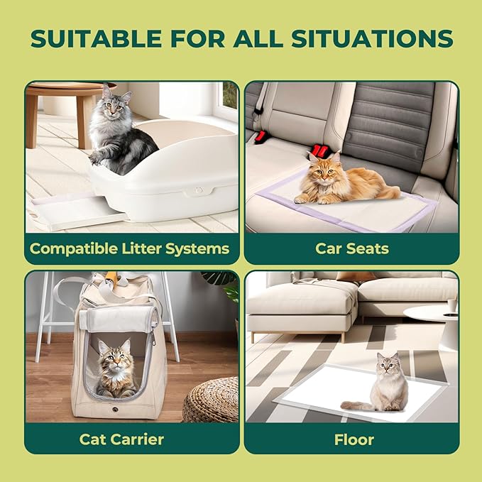 Cat Pads Refills for Tidy Cats Breeze Litter System - Super Absorbent 6-Layer Pads for Odor Control Unscented - 16.9" x 11.4" - Pack of 40 Litter Box Replacement Pads-Mewly Pet