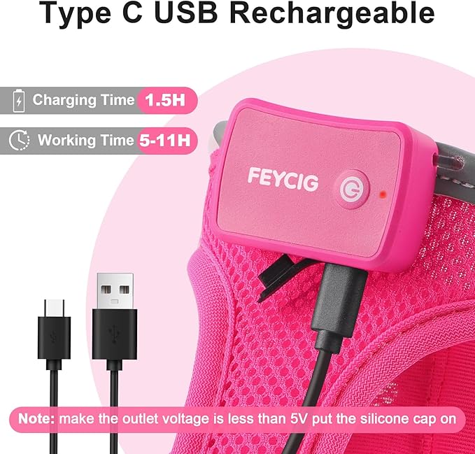 Light Up Dog Harness,Rechargeable LED Dog Harness for Small Medium Large Dogs,Reflective Lighted Safety Vest for Night Walking & Camping,Lightweight & Adjustable,Pink,M-Mewly Pet