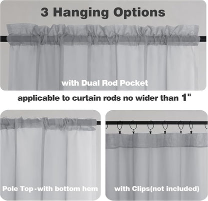 Chyhomenyc Light Grey Sheer Curtains 78 Inches Long 2 Panels Set for Living Room, Light Filtering Voile Lightweight Bedroom Curtains, Rod Pocket Solid Window Treatment Drapes, Each 42W x 78L