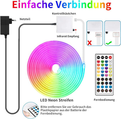 132Ft Neon Rope Lights,Flexible Led Rope Light Control with App/Remote,Multiple Mode Rope Lights,IP65 Outdoor RGB Led Neon Lights Waterproof,Music Sync Gaming Led Neon Light Strip for Bedroom