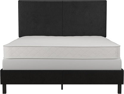 DHP Janford Upholstered Bed, Black Faux Leather, Queen