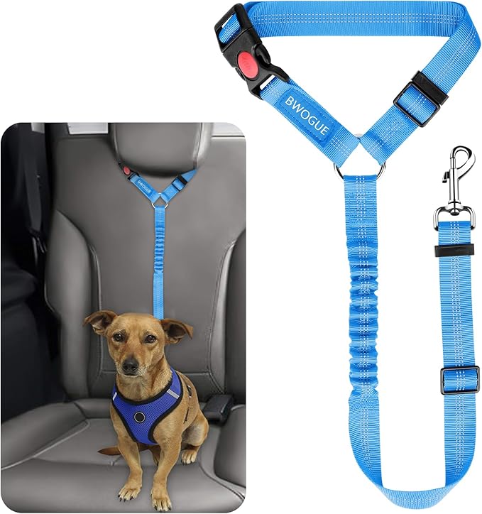 BWOGUE Pet Dog Cat Seat Belts, Car Headrest Restraint Adjustable Safety Leads Vehicle Seatbelt Harness (1 Pack)-Mewly Pet