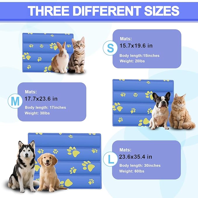 Dog Cooling Mat, Cooling Mat for Dogs & Cat, Provides Instant Relief for Small, Medium, Large Dogs, Washable, Non-Slip Design, Perfect for Hot Summer Days to Keep Pets Comfortable(S 20''*16'')-Mewly Pet