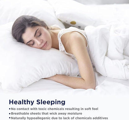 LANE LINEN 100% Organic Cotton Sheets Queen, 4-Piece Bed Sheets Queen Size Cotton, Luxury Sheets, Percale Weave,Breathable Bed Sheets Queen Size Deep Pockets Fits Upto 15" - Chetah Charcoal