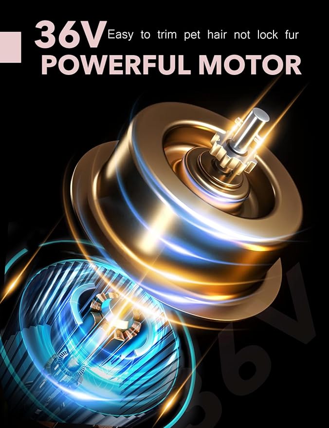 Dog Clippers for Grooming,Upgraded 36V Heavy Duty Dog Clippers,Professional Pet Hair Trimmer for Thick Coat,Corded Pet Clipper with Guard Combs Brush-Mewly Pet