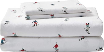 Eddie Bauer - Full Sheets, Cotton Flannel Bedding Set, Brushed for Extra Softness, Cozy Home Decor (Ski Slope, Full)