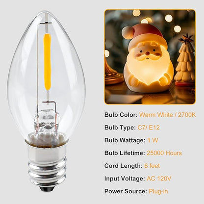 Brightown Accessory Cord with Light Bulb, 6ft UL-Listed White Cord with On/Off Switch for Night Lights, Salt Lamps, Holiday Decorations and Craft Projects