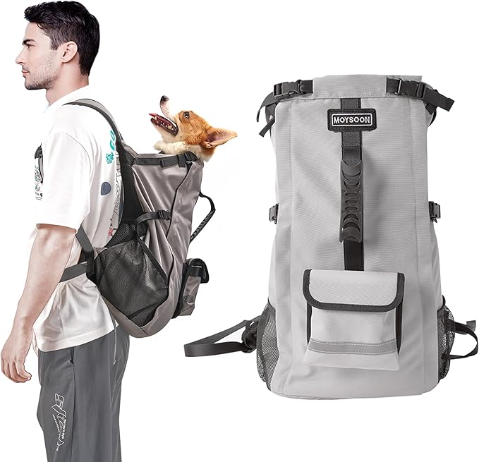 Dog Backpack for Small & Medium Dogs - Adjustable Pet Carrier for Travel & Hiking, Hands-Free Puppy Backpack with Storage Pockets, Breathable Mesh, Reflective Strips & Non-Slip Handle-Mewly Pet