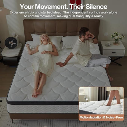 King Size Mattress, Medium Firm Memory Foam & Pocket Spring Hybrid Mattress,12 Inch King Size Mattress in a Box,CertiPUR-US Certified Safe Materials,Ideal for All Sleep Positions,76x80 Inches