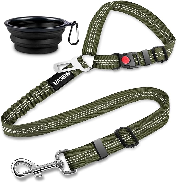 2 Piece Set Retractable Dog Car Seatbelts - Adjustable Pet Seat Belt for Vehicle Headrest Restraint - Heavy Duty & Elastic & Durable Car Harness-Mewly Pet