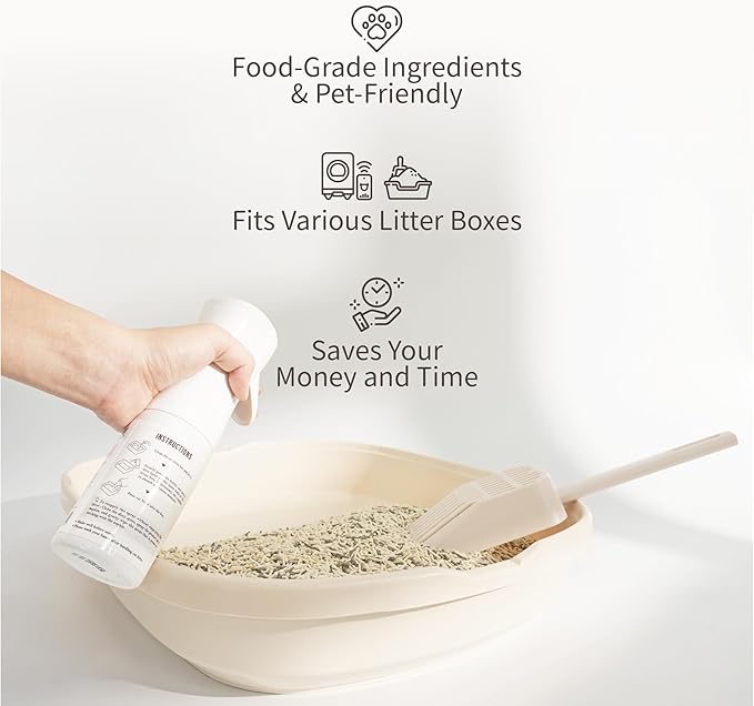 Lady N Non-Stick Spray for Cat Litter Box and Self-Cleaning Cat Litter Box, Alcohol-Free, Food Grade Mineral Oil, 6 fl oz-Mewly Pet