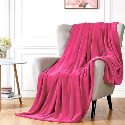 Walensee Fleece Blanket Plush Throw Fuzzy Lightweight (Throw Size 50x60 Hot Pink) Super Soft Microfiber Flannel Blankets for Couch, Bed, Sofa Ultra Luxurious Warm and Cozy for All Seasons