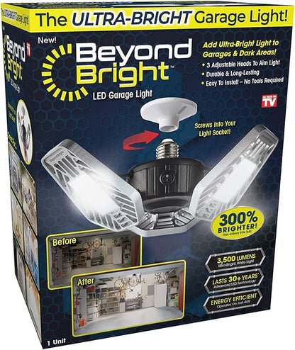Ontel Beyond Bright LED Garage Light - Ultra-Bright, White Light that is Energy Efficient, Durable, Long-Lasting and Easy to Install (Pack of 2)