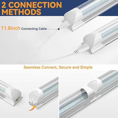 CNSUNWAY 1.5FT LED Shop Light, 20W High-Efficiency Under Cabinet Lighting (6000K Cool White), V-Shape T8 Tube Fixtures – 18" Linkable Under Counter Lights for Kitchen, Workbench, Workshop, 2 Pack