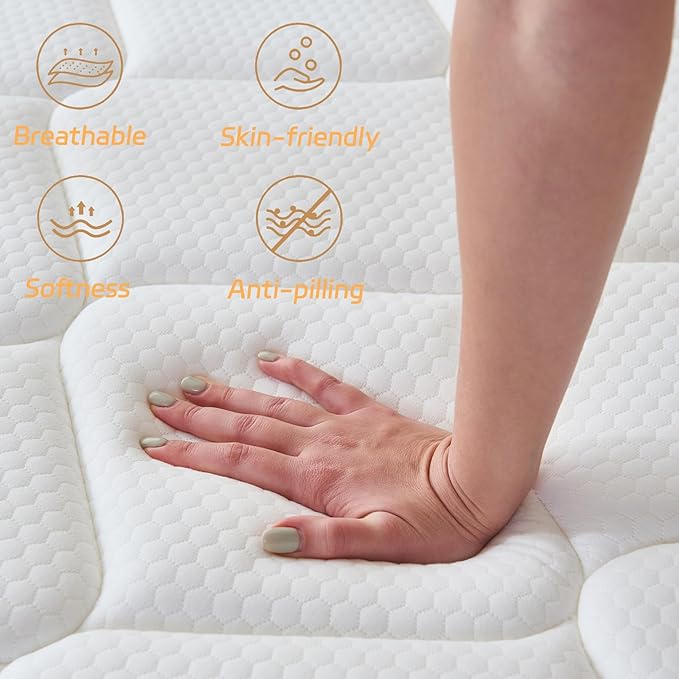 Queen Mattress, 12 Inch Queen Size Mattress in a Box, Memory Foam Hybrid Mattresses with Individual Pocket Spring for Motion Isolation & Silent Sleep, Pressure Relief, Medium Firm
