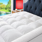 ELEMUSE 1300 GSM Mattress Topper Queen with Baffle Box Design,Extra Thick Cooling Pillow Top Pad, 400TC Cotton Cover, Plush & Support Snow Down Alternative, White