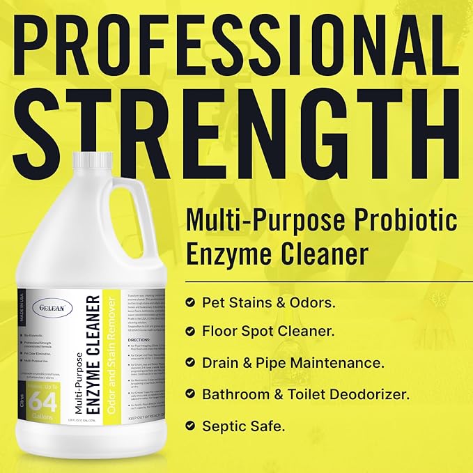 Multi-Purpose Probiotic Enzyme Cleaner, Made in USA - Pet Stain and Odor Remover - Concentrated - Professional & Home Strength Drains, Floors, Bathrooms, Toilets Trash Can, (1 gallon, Citrus)-Mewly Pet