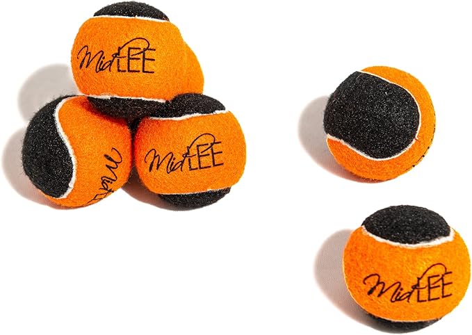Midlee Orange/Black Dog Halloween Tennis Balls- Set of 6-Mewly Pet