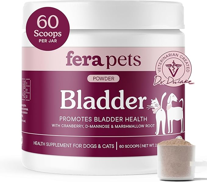 Fera Pets Bladder Support - Cranberry for Dogs & Cats - D-Mannose & Marshmallow Root - Urinary Tract Support - Supports Normal Urine pH - Boosts Immunity - 60 Scoops-Mewly Pet