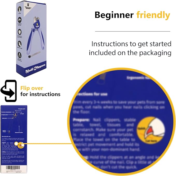 LED Dog Nail Clippers with Light, Trimmers with Protective Guard, Quick Sensor, Safety Lock and Nail File - Suitable for Large and Small Dogs & Cats (Blue, LED)-Mewly Pet