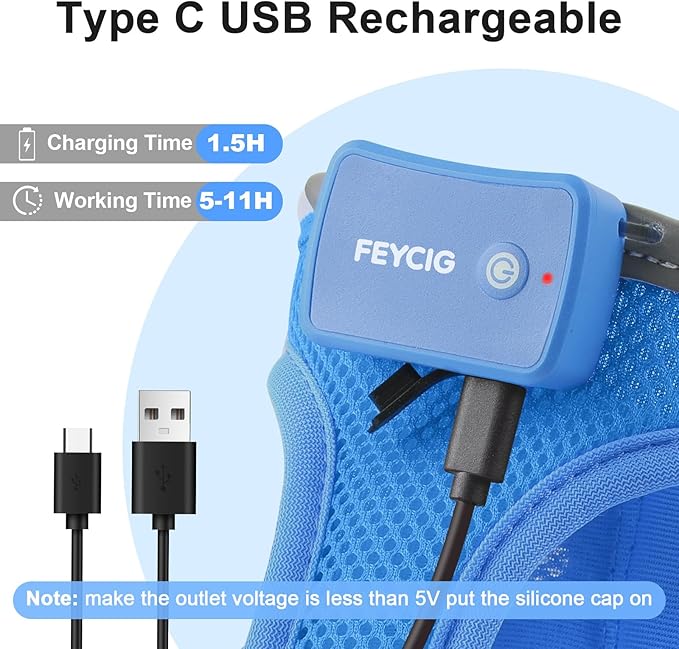 Light Up Dog Harness,Rechargeable LED Dog Harness for Small Medium Large Dogs,Reflective Lighted Safety Vest for Night Walking & Camping,Lightweight & Adjustable,Sky Blue,L-Mewly Pet