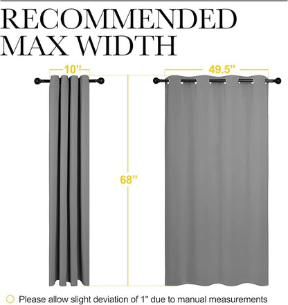 NICETOWN Silver Grey Blackout Curtain Panels for Bedroom, Thermal Insulated Grommet Top Blackout Draperies and Drapes for Basement (2 Panels, W55 x L68-inch)