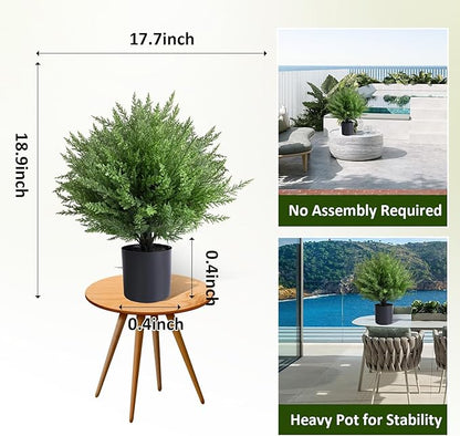 Artificial Topiary Bushes for Outdoors with Spike, Christmas Tree, UV Resistant Faux Plants for Indoor Outdoor Fall Winter Decor (Heart Crpress Topiary with Pot-2 Pack)