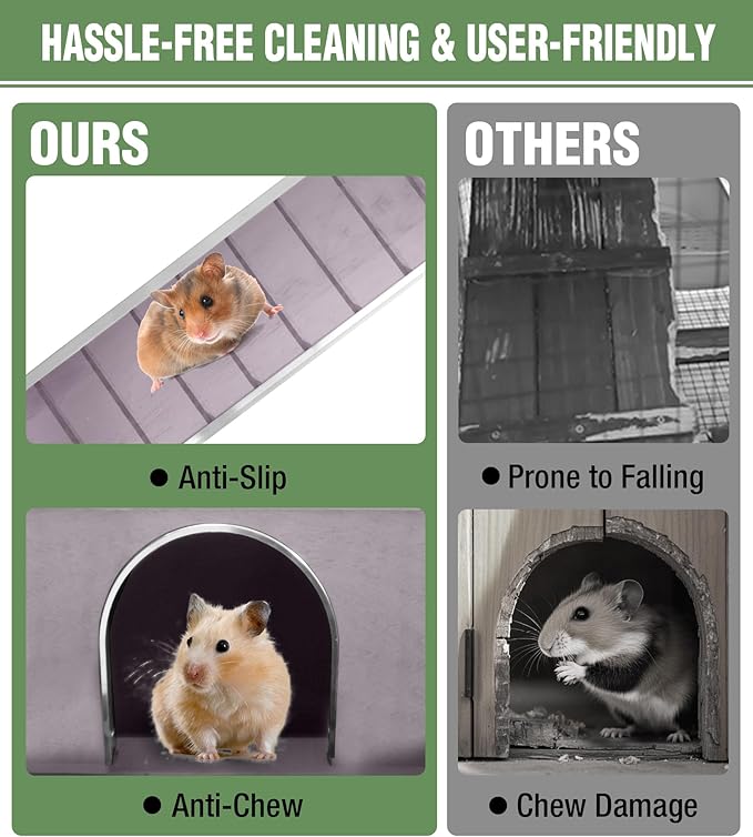 GUTINNEEN Guinea Pig Cage Rabbit Cage Indoor with Chew-Proof Edges, Clean Deep Tray, Leakproof PVC Layer, Small Animals Cage with Adjustable Legs - Grey-Mewly Pet