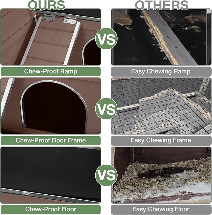 Guinea Pig Cage with Wooden Stand - Hamster Cage, Small Animal Cage Anti Chew Ramp, Hideout, Platform, Pull Out Tray (Brown, L)-Mewly Pet